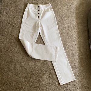 White High Waisted Jeans Straight Leg
